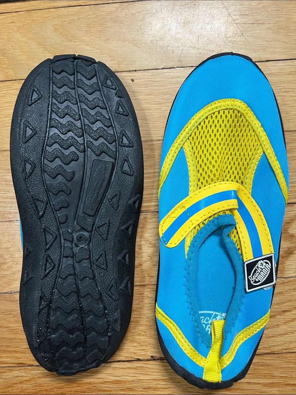 Children's Blue and Yellow Quick-Dry Water Shoes with Secure Strap
